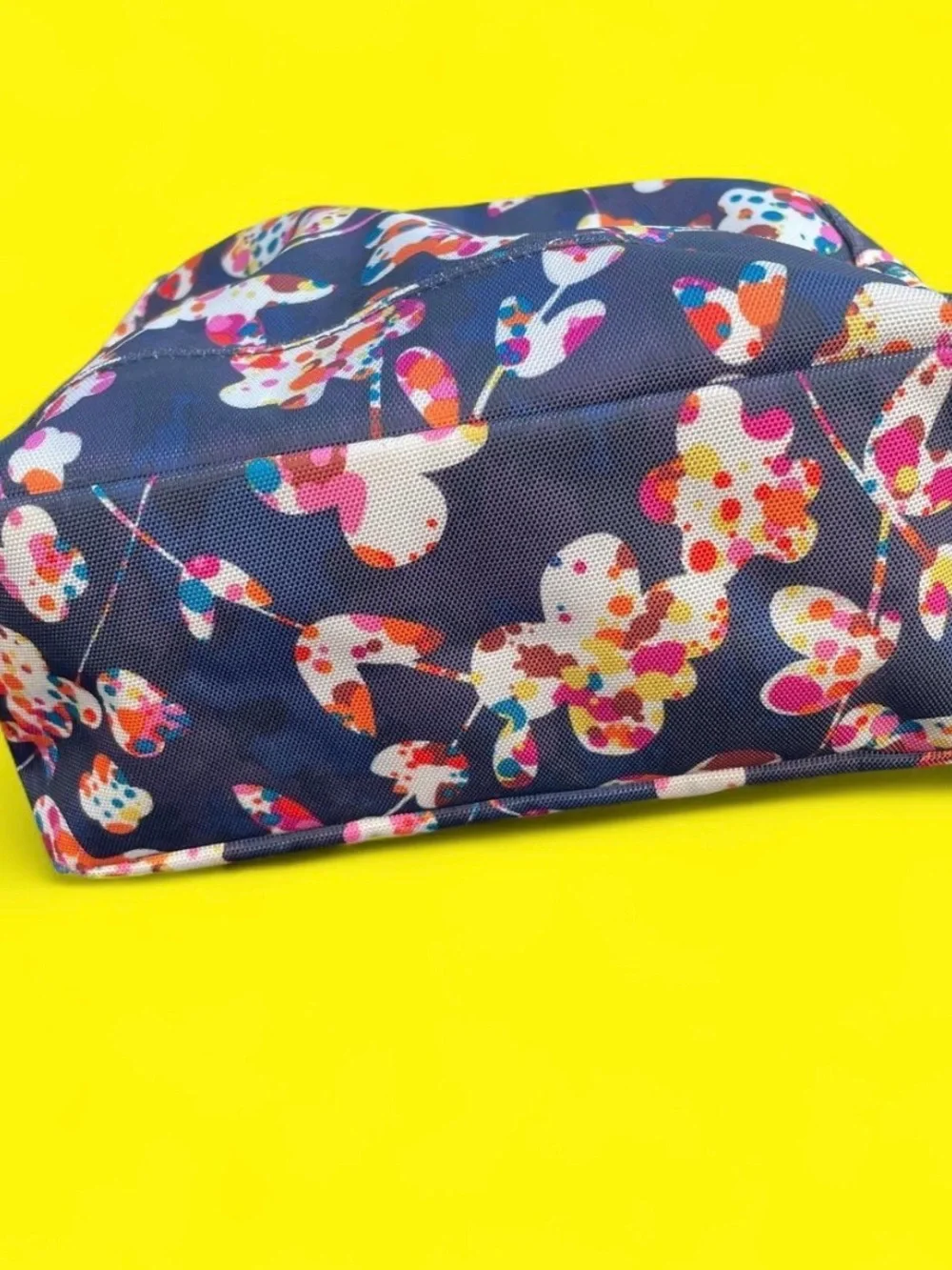 Vera Bradley butterfly Flutter Navy Floral Cosmetic Makeup with Multicolor Dots